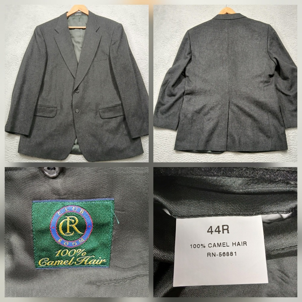 Camel Regent Men's 44R Charcoal Gray 100% Camel Hair Blazer Sport Coat